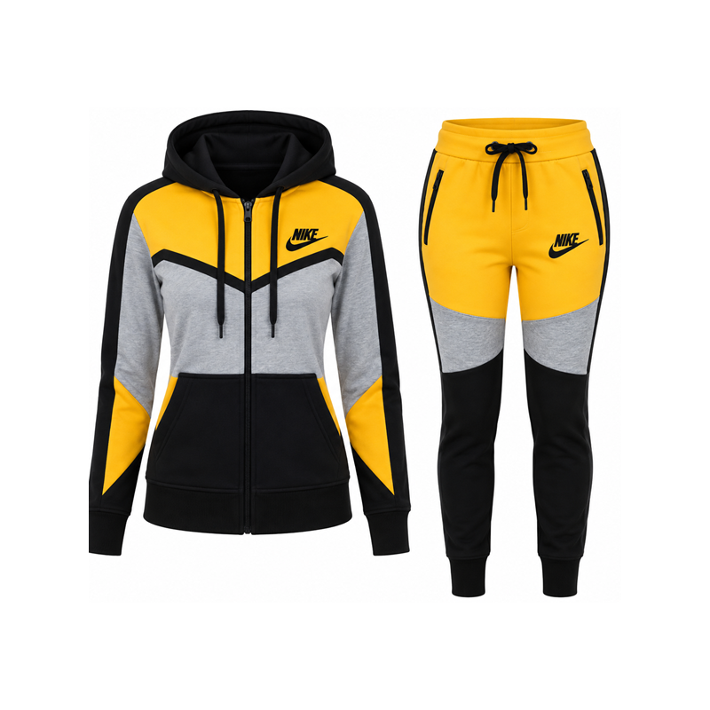Nike Womens Essential Colorblock Full-Zip Fleece Hoodie & Pants Set