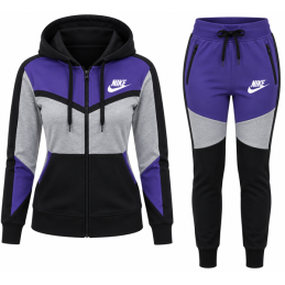 Nike Womens Essential Colorblock Full-Zip Fleece Hoodie & Pants Set