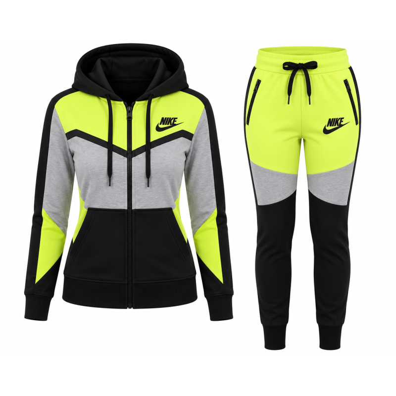 Nike Womens Essential Colorblock Full-Zip Fleece Hoodie & Pants Set