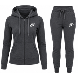 Nike Sportswear Club Fleece Women's Full Zip Hoodie & Pants Set  Charcoal