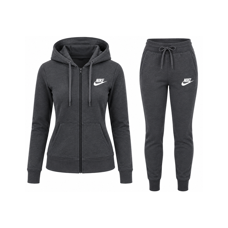 Nike Sportswear Club Fleece Women's Full Zip Hoodie & Pants Set  Charcoal