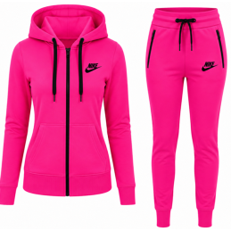 Nike Women's Sportswear Tech Fleece Hoodie & Pants  2 Pc Set Hot Pink