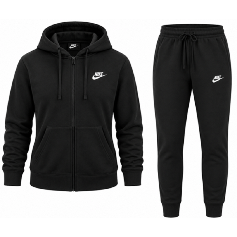 Nike Sportswear Club Fleece Men's Full Zip Hoodie & Pants Set Black