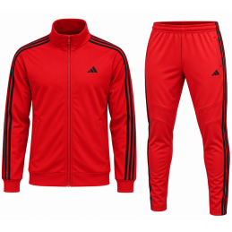 Adidas 3-Stripe Tricoat Track Set Jacket & Pants Red