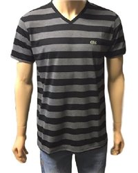 Lacoste Men's Pima Cotton V-Neck T-Shirt Striped
