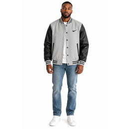 Nike Swoosh Men's Two Tone Leathered Varsity Jacket