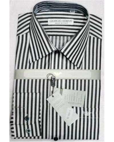 Giorgio Armani White/Ash Striped  Button Down Shirt Final Sale