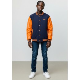 Nike Swoosh Men's Two Tone Leathered Varsity Jacket
