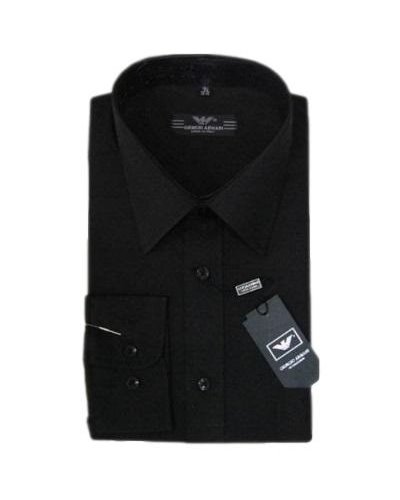 Giorgio Armani Men's  Solid Black Button Down Shirt