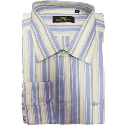 Armani Blue Multi Color Stripe Button Down Shirt Final Sale