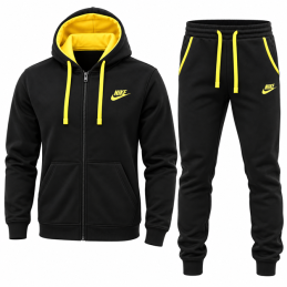 Nike Sportswear Club Fleece Zip Hoodie & Pants Set Black/Yellow