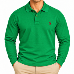 R.L Polo Classic Fit Mesh Long Sleeve Polo Shirt