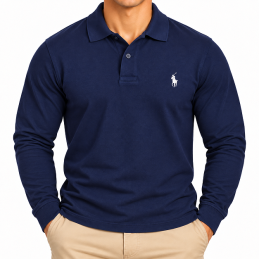 R.L Polo Classic Fit Mesh Long Sleeve Polo Shirt