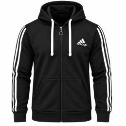 Adidas Essentials Stripe Full-Zip Fleece Hoodie & Pants Set