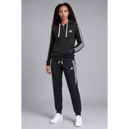 Adidas Essentials Stripe Full-Zip Fleece Hoodie & Pants Set