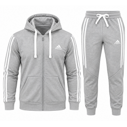 Adidas Essentials Stripe Full-Zip Fleece Hoodie & Pants Set