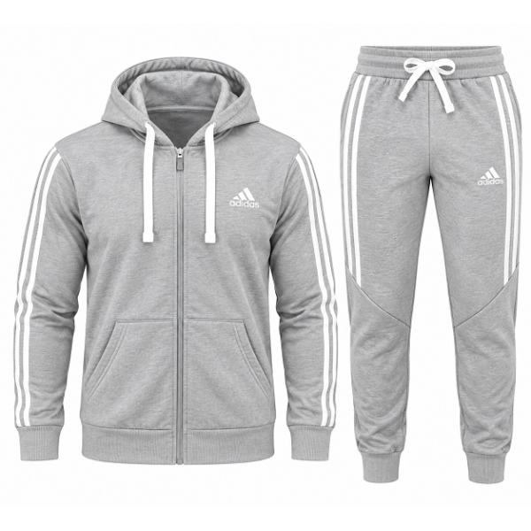 Adidas Essentials Stripe Full-Zip Fleece Hoodie & Pants Set