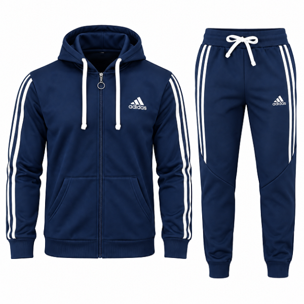 Adidas Essentials Stripe Full-Zip Fleece Hoodie & Pants Set
