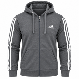 Adidas Essentials Stripe Full-Zip Fleece Hoodie & Pants Set