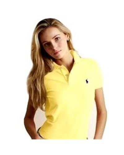 Ralph Lauren Women's Skinny Fit Cotton Mesh Polo Shirt Yellow
